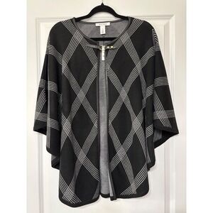 White House Black Market Plaid Poncho Sweater Small NWT